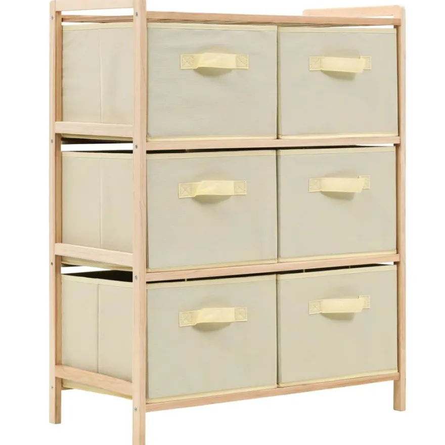 vidaXL Korb-Kommode mit 6 Stoffkörben Zedernholz Beige