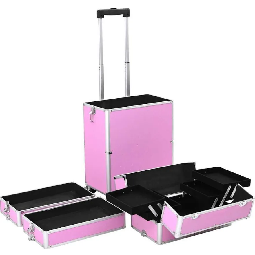 vidaXL Kosmetikkoffer Aluminium Rosa
