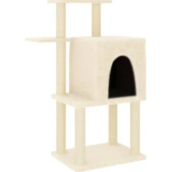 vidaXL Kratzbaum mit Sisal-Kratzsäulen Creme 97 cm