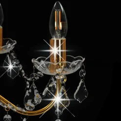 vidaXL Kronleuchter mit Kristallperlen Golden Rund 6×E14
