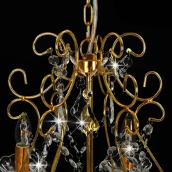vidaXL Kronleuchter mit Kristallperlen Golden Rund 6×E14