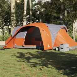 vidaXL Kuppel-Familienzelt 6 Personen Grau und Orange Wasserdicht