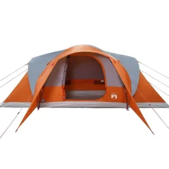 vidaXL Kuppel-Familienzelt 6 Personen Grau und Orange Wasserdicht