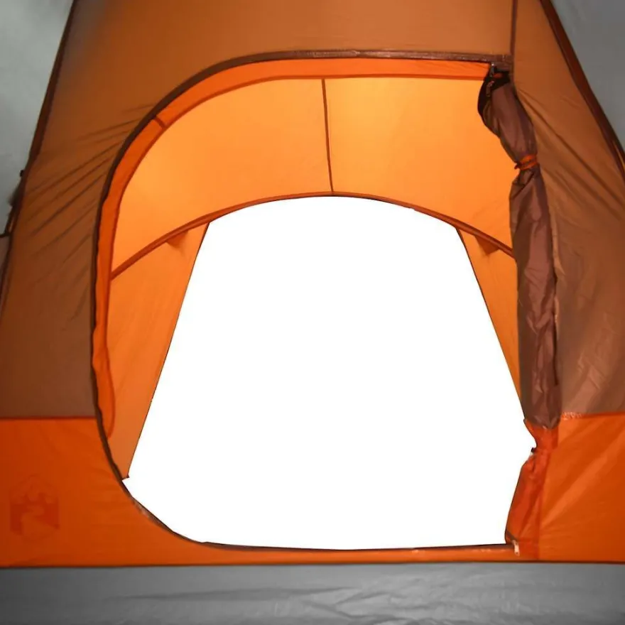 vidaXL Kuppel-Familienzelt 6 Personen Grau und Orange Wasserdicht