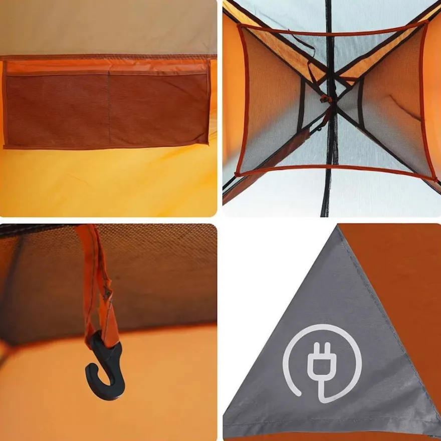 vidaXL Kuppel-Familienzelt 6 Personen Grau und Orange Wasserdicht