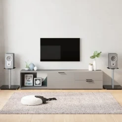 vidaXL Lautsprecher-Ständer 2 Stk. Schwarz & Silbern Hartglas 1 Säule