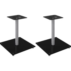 vidaXL Lautsprecher-Ständer 2 Stk. Schwarz & Silbern Hartglas 1 Säule