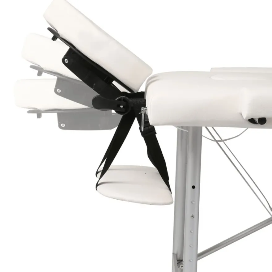 vidaXL Massageliege Klappbar 2-Zonen mit Aluminiumgestell Cremeweiß