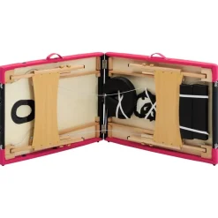 vidaXL Massageliege Klappbar 2-Zonen mit Holzgestell Schwarz und Rosa