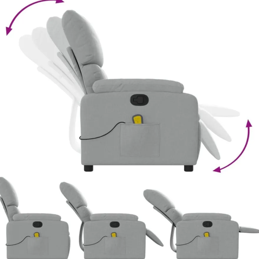 vidaXL Massage-Relaxsessel, hellgrauer Stoff