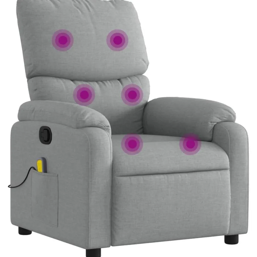 vidaXL Massage-Relaxsessel, hellgrauer Stoff