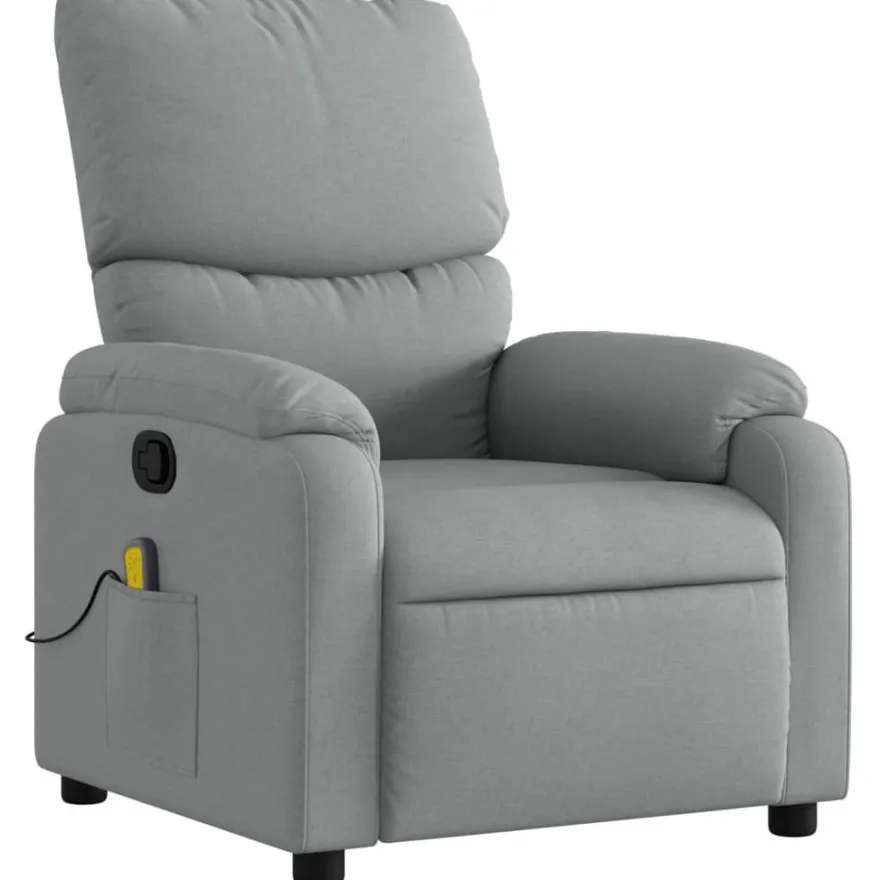 vidaXL Massage-Relaxsessel, hellgrauer Stoff
