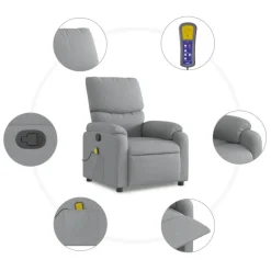 vidaXL Massage-Relaxsessel, hellgrauer Stoff