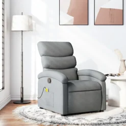 vidaXL Massage-Relaxsessel, hellgrauer Stoff