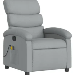 vidaXL Massage-Relaxsessel, hellgrauer Stoff