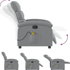 vidaXL Massage-Relaxsessel, hellgrauer Stoff
