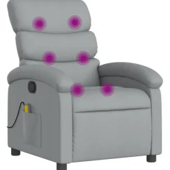 vidaXL Massage-Relaxsessel, hellgrauer Stoff