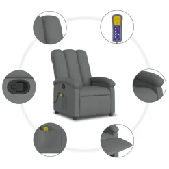 vidaXL Massage-Relaxsessel, Stoff, Dunkelgrau