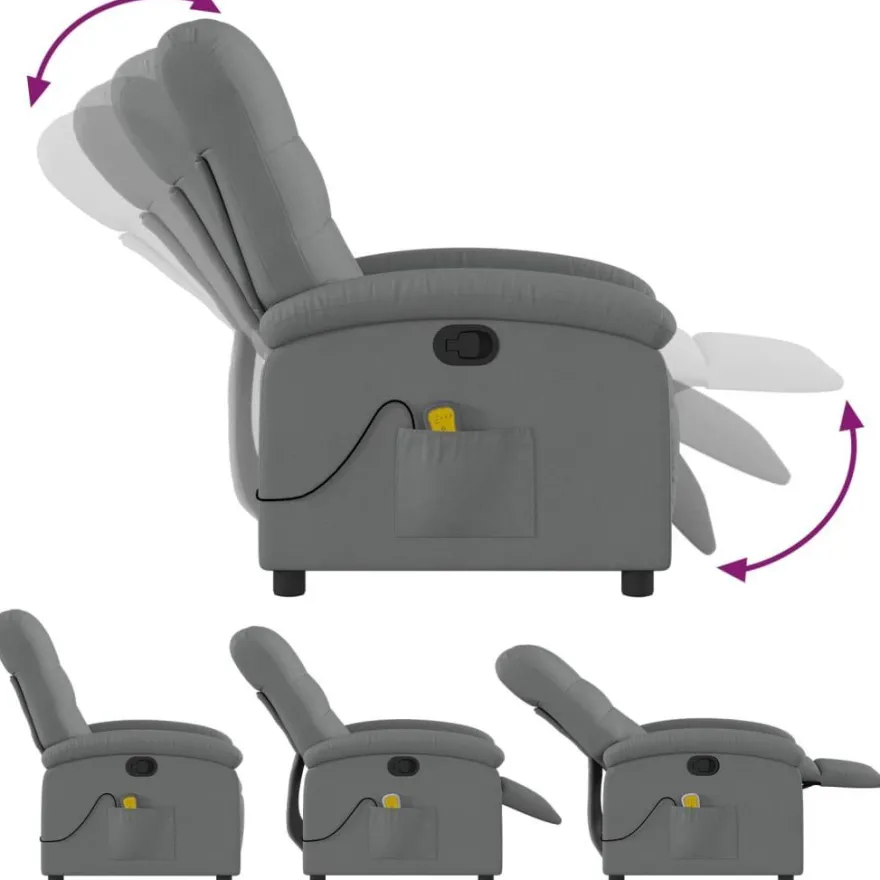 vidaXL Massage-Relaxsessel, Stoff, Dunkelgrau