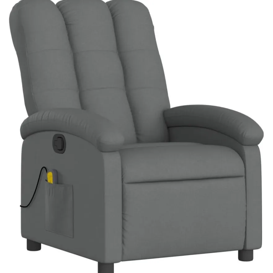 vidaXL Massage-Relaxsessel, Stoff, Dunkelgrau