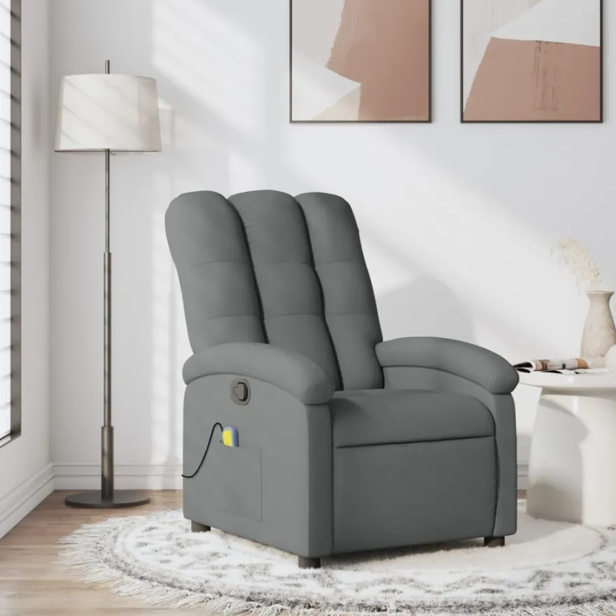 vidaXL Massage-Relaxsessel, Stoff, Dunkelgrau