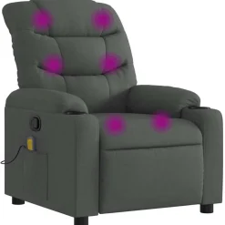 vidaXL Massage-Relaxsessel, Stoff, Dunkelgrau