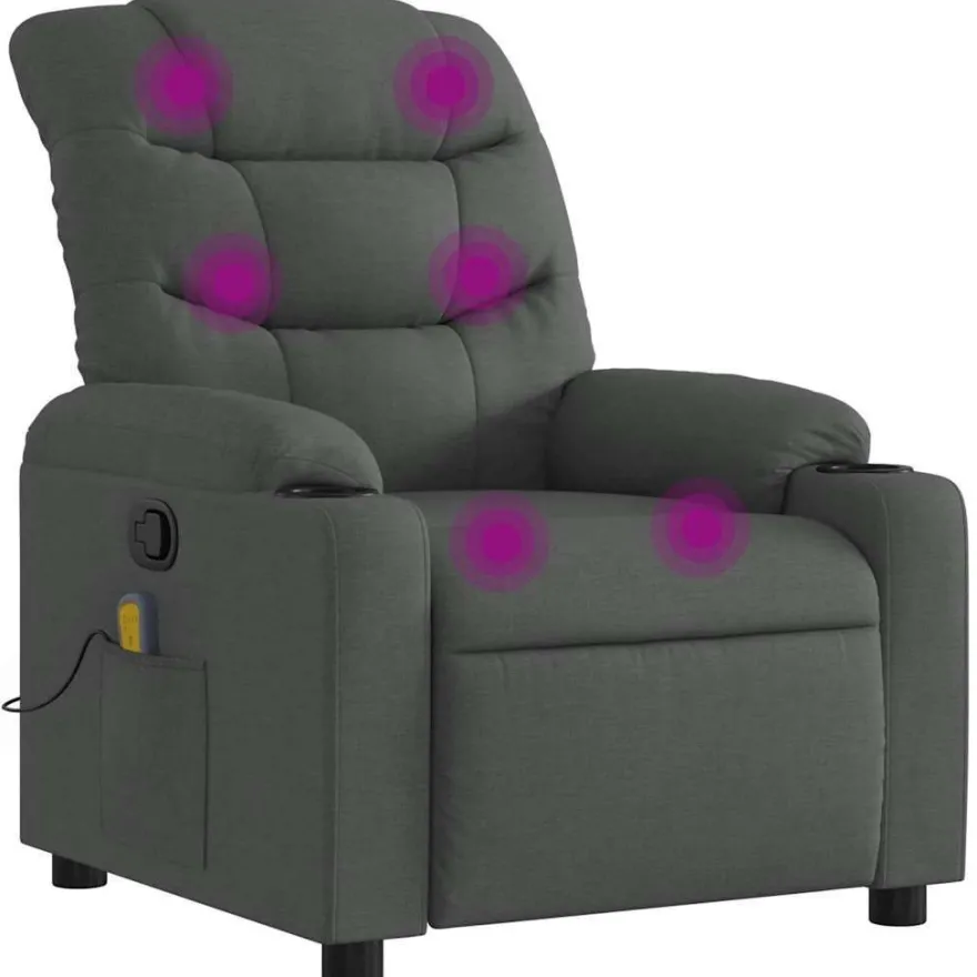 vidaXL Massage-Relaxsessel, Stoff, Dunkelgrau