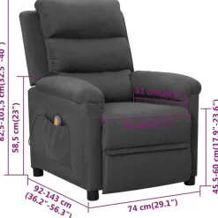 vidaXL Massagesessel Dunkelgrau Stoff