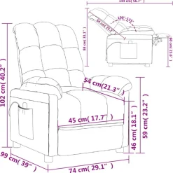 vidaXL Massagesessel Dunkelbraun Stoff