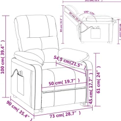 vidaXL Massagesessel Elektrisch Schwarz Stoff