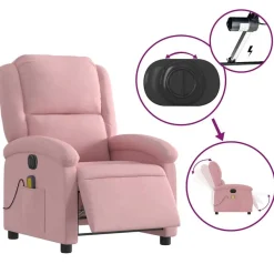 vidaXL Massagesessel Elektrisch Rosa Samt
