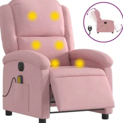 vidaXL Massagesessel Elektrisch Rosa Samt