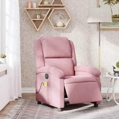 vidaXL Massagesessel Elektrisch Rosa Samt