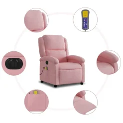 vidaXL Massagesessel Elektrisch Rosa Samt