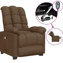 vidaXL Massagesessel Elektrisch Braun Stoff