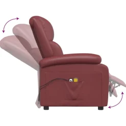 vidaXL Massagesessel Elektrisch Weinrot Kunstleder