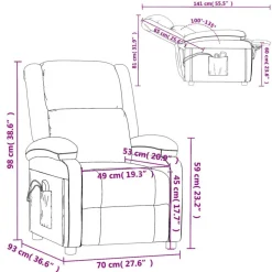 vidaXL Massagesessel Elektrisch Weinrot Kunstleder
