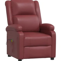vidaXL Massagesessel Elektrisch Weinrot Kunstleder