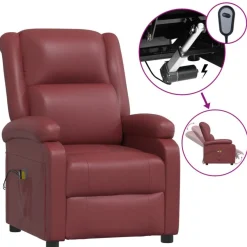vidaXL Massagesessel Elektrisch Weinrot Kunstleder