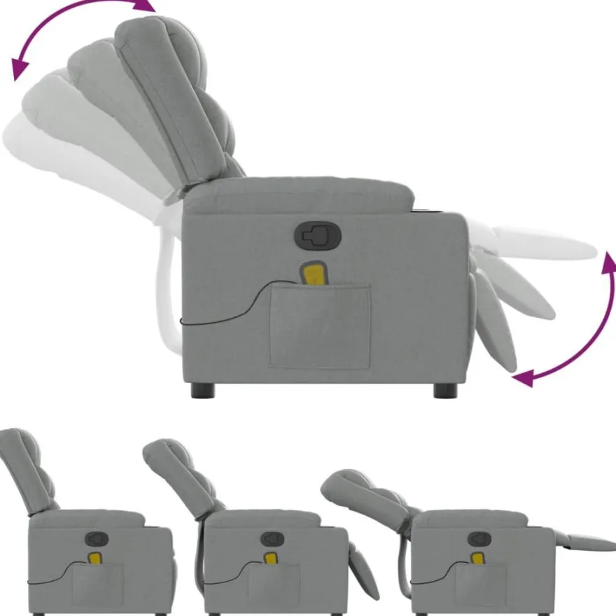 vidaXL Massagesessel Hellgrau Stoff