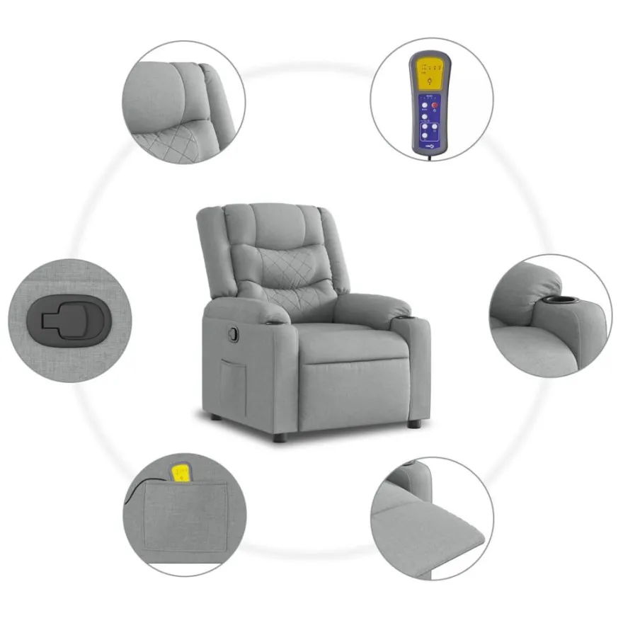 vidaXL Massagesessel Hellgrau Stoff