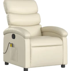 vidaXL Massagesessel mit Relaxfunktion, Kunstleder, Creme