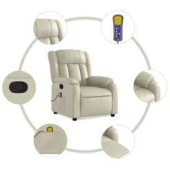 vidaXL Massagesessel mit Relaxfunktion, Kunstleder, Creme