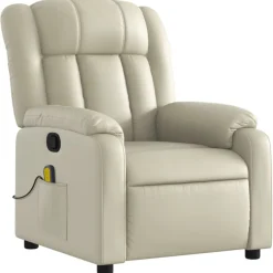 vidaXL Massagesessel mit Relaxfunktion, Kunstleder, Creme