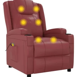 vidaXL Massagesessel Weinrot Kunstleder