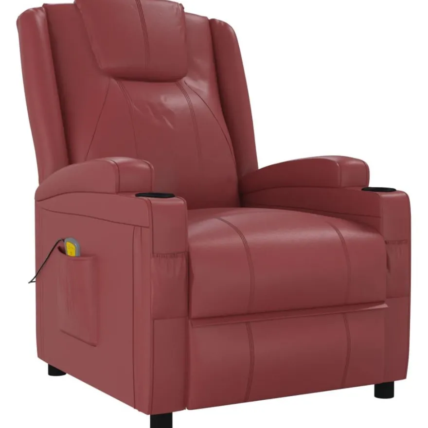 vidaXL Massagesessel Weinrot Kunstleder