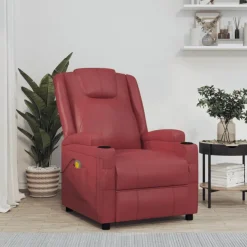 vidaXL Massagesessel Weinrot Kunstleder