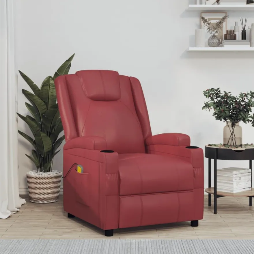 vidaXL Massagesessel Weinrot Kunstleder
