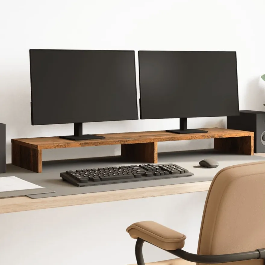 vidaXL Monitorständer Altholz-Optik 100x27x10 cm Holzwerkstoff