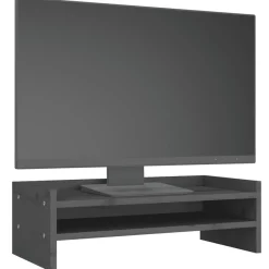 vidaXL Monitorständer Grau 50x24x16 cm Massivholz Kiefer